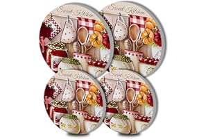 WALARKY Round Metal Hob Covers Rustic Farmhouse 4-Piece Sweet Stove Plate Cooker Hob Covers for Electric Cookers Top Burner Gas Range Oven Protector Kitchen Tools Accessories Modern Cooktop Kitchen Decor