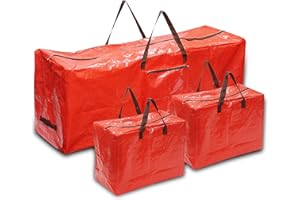 Just for Christmas Tree Storage Bags Fit Upto 7ft Tree - Set of 3 Christmas Tree Bags Includes 1 Tree Bag & 2 Garland Bags W/Handles, Dual Zipper, Tear Proof & Water Resistant