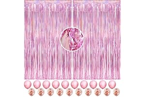PEAKTOP Lameta, 2 szt., metaliczne błyszczące zasłony, lamety, frędzle, dekoracja imprezowa, tło na imprezę, do zdjęć, dekoracji urodzinowych, ślubu (2 x 1 m, różowa)