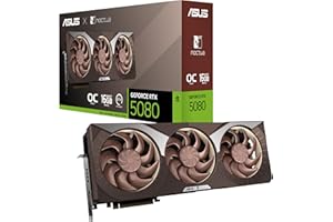 ASUS NVIDIA GeForce RTX 5080 Noctua OC Edition, Scheda Grafica 16GB GDDR7, 256 Bit, PCIe 5.0, 2 HDMI 2.1, 3 DisplayPort 2.1, Software GPU Tweak III, Marrone, RTX5080-O16G-NOCTUA