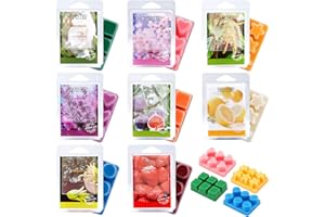 MAISITOO Cubos de Cera 8 Paquetes 100% Cera de SOYA Derretida de Fragancia Cera se Derrite Velas para Fragancias de la Habitación Aromaterapia Quemador de Incienso con Bloque de ​Cera Set de Regalo