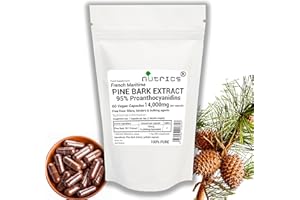 Nutrics® 14,000mg (per Capsule) French Maritime Pine BARK Extract 95% Proanthocyanidins Pure 60 Vegan Capsules (2 Month Supply) Free from fillers Binders & Bulking Agents