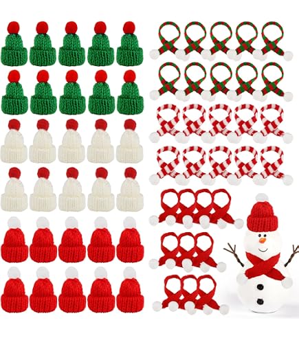 Amosfun 20 Stück Mini-Weihnachtsstrickmützen, Rot & Grün – DIY Deko Für Flaschen, Stifte & Mehr