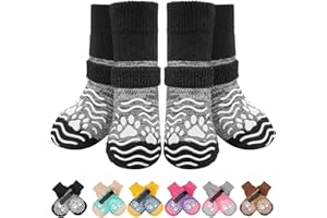 PUPTECK Anti Slip Dog Socks with Grips 2 Pairs, Shoes for Injured Paws Stop Licking, Boots Paw Protector Booties, Gripper for Hardwood Floors Walking