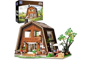 BRICKKK PANTASY Haus Architekture Holzhütten Bausatz Klemmbausteine A-Frame Cabin Bauklötze Set Baukasten für Erwachsene A-förmiger Dreieckiger Waldhütten Baustein
