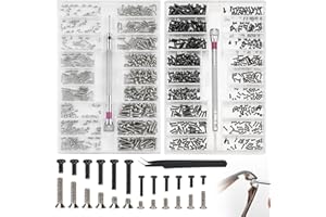 FITBITOP 1000 Stück Kleine Schrauben, Mini Schrauben Sortiment Kit mit Schraubendreher, M1.2 M1.4 M2 Winzige Mikroschrauben Brillenschrauben Reparaturschrauben Set für Brillen, Uhren, Maus, Laptop