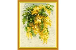 Riolis – 1615 Mimosa Cross Stitch Kit, algodón, Multi de Color, 18 x 24 x 0, 1 cm
