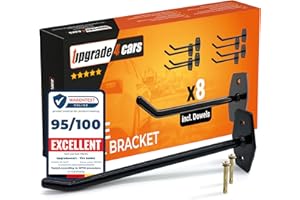‎UPGRADE4CARS Upgrade4cars Uchwyt ścienny do opon na 8 felg, zestaw uchwytów na opony wraz ze śrubami i kołkami | uchwyt do opon samochodowych na ścianę | hak ścienny garaż gumowany w kolorze czarnym