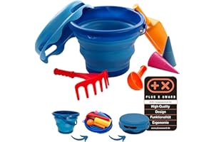 Schildkröt 7in1 Sand Toys Set, innovatives Sand-Spielset im Handtaschenformat, kompakt und platzsparend, Faltbarer 3 Liter Eimer mit 6 Sandspielzeugen zum Graben, Formen, Sieben und Rechen, 970244