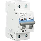 POPP Industrial Magnetic Thermal Automatic Switch CURVE C 1P 2P 3P + 6A 10A 16A 20A 25A 32A 40A 50A 63A &hellip; (2P, 16A)