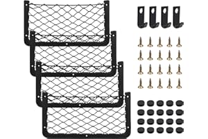 Domkan Filet Rangement pour Voiture, 4Pack Filet de Rangement de Coffre, Multifonctionnel Sac Pocket Organizer de Voiture pour Ustensiles, Camping-Cars, Bateaux, Maison(36 x 18cm）