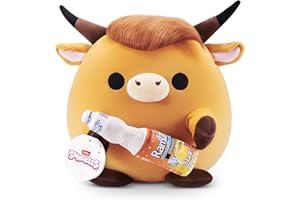 Snackles Licensed Series 3 14-inch Plush Highland Cow with Sangaria O-mazing Orange Ramune (ROBBIE) by ZURU, Plush with License Snack Brand Accessory