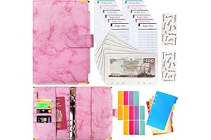 Kraftstack Budget Binder Money Saving Wallet - 28Pcs A6 Ring Binder, Money Organiser for Saving Money, Budget Planner with Cash Envelopes - Perfect for Budgeting and Planning Monthly Expenses (Pink)