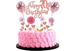 CNROSE Tortendeko 70 Geburtstag Deko Kuchen Topper 70 Kuchen Deko 70 Geburtstag Frau Happy Birthday 70 Tortendeko 70 Jahre Frau Kuchendeko 70. Geburtstag Frau Rosa Tortendeko 70. Geburtstag Frau Rosegold