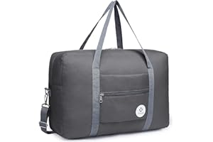 Narwey Plegable Bolsa de Viaje 45x36x20 Bolsa de Mano Equipaje Equipado Weekender Bag Deporte Bolsa de Fin de Semana Bolso Mujer para Easyjet Avíon 25L con Correa de Hombro(Gris)