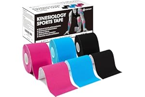 Ceeport Kinesiotapes - 5cm x 5m 3 Rollen Kinesiologie Tape Kinesio Tape und Tape Sport für Knie-, Schulter-, Knöchel-, Plantar-, Gelenk- und Körperstützung | flexibel, wasserdicht & hypoallergen