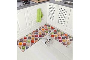 LXTOPN Kitchen Rug Non-Slip Kitchen Mat Sets,Hallway Runner For Kitchen Washable Kitchen Rugs Mat with Natural Rubber Backing,Door Rug Set. (TL1, 43x75cm+43x150cm)