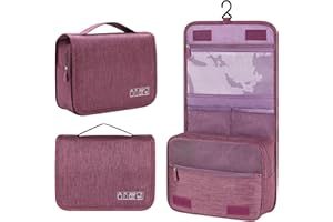 Neceser de Viaje Hombre Mujer, YOKGO Bolsa de Aseo con Gancho Colgante, Neceser Maquillaj Impermeable de Gran Capacidad, Makeupn Bag, Organizador Viaje Accesorios Violeta