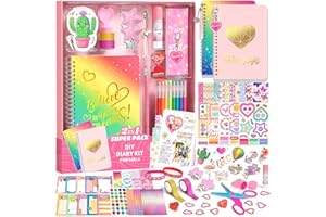 ‎SUNRAD Sunrad 2-Pack DIY Journal Set für Kinder Scrapbook & Diary Supplies Set mit A5 Notizbuch DIY Scrapbook Schreibwaren Kit Geschenk für Tweens Teens 6 7 8 9 10 11 12 Jahre alte Mädchen
