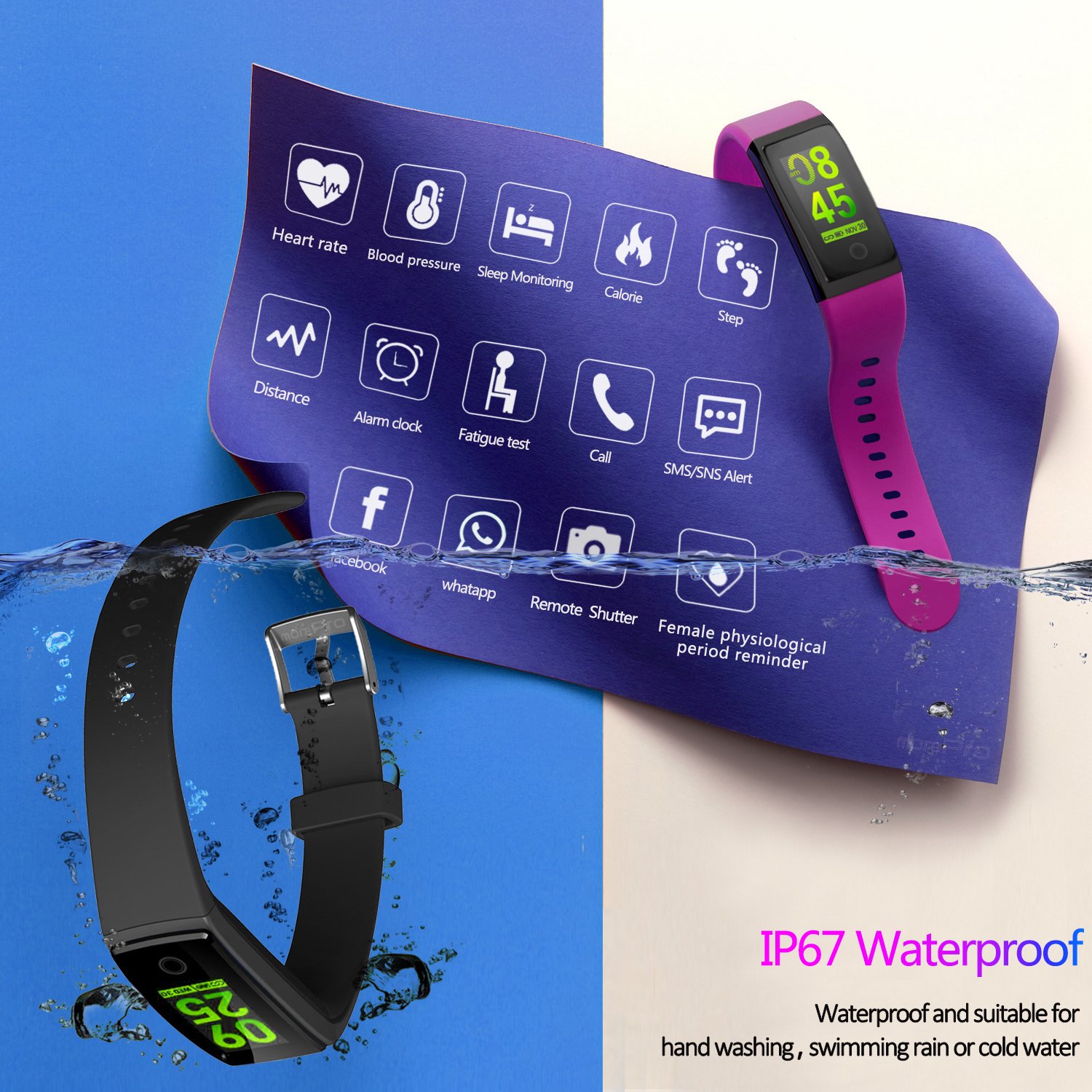 MorePro Waterproof Fitness Tracker, Color Screen Activity Tracker with