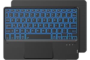 CACOE Clavier avec Pavé Tactile, Clavier sans Fil Bluetooth 10 Pouces avec Rétroéclairage, [AZERTY] Clavier Léger Fin pour iPad, iPad Pro/Air, Android Samsung, Xiaomi, Huawei, Lenovo Tablette,Noir
