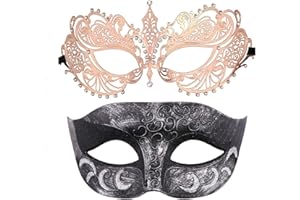 Thmyo One Pair Couple's Masquerade Mask,Crown Mask Venetian Costumes Mardi Gras Prom Mask