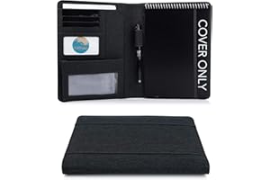 Kaitiaki Folio Cover Compatible with A5 Top Spiral Notepad, Organized Portfolio with Pen Loop, Zipper Pocket, Business Card Holder, Waterproof Fabric, Executive Size, Black
