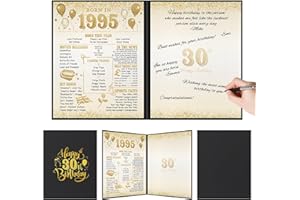 Benjia 30th Birthday Decoration, Bday Card Gift Guest Signing Book for Woman Man, Born in 1995 UK Poster Guestbook, 30 Years Old Signature Board, Black Gold Birthday Party Decor for Dad Mum