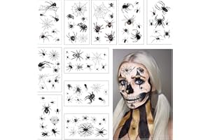 Wancala Halloween Spider Web Temporary Tattoo sticker &Witch for Adults Kids,Holy 3D Stereo Horror Funny Masquerader Sticker,Spider Transfer Party