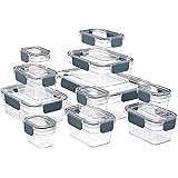 Amazon Basics Contenitore per alimenti con chiusura, tritan, 11 unità contenitori con coperchi, 22 unità, Trasparente