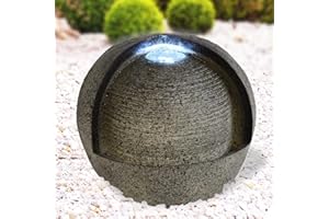 AMUR Gartenbrunnen Brunnen Zierbrunnen Zimmerbrunnen Brunnen Lebens-Quelle mit LED-Licht 230V Wasserfall Wasserspiel für Garten, Gartenteich, Terrasse, Teich, Balkon Sehr Dekorativ