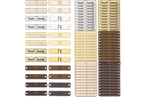 PH PandaHall 120pz Targhette in Metallo Etichette Fatte a Mano 6 Colori Etichette Hand Made da Cucire Etichette Rettangolo Tibetano per Borse Cappello Fai da Te Maglia, 25.5x6mm