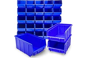 HSM Stapelboxen Gr. 3, 26 Stapelkästen, PP-Kunststoff, 248x145x127 mm, Blau, Made in Germany