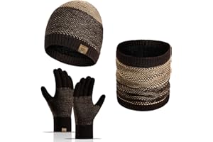 INSISMY Winter Beanie Hat Scarf for Men with Touchscreen Gloves Skull Cap Neck Warmer Scarves for Men Women Fleece Lined Unisex
