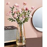 Vzmiza Bernstein Glas Vase - Vasen Deko F r Moderne Heimdekoration - BlumenVase F r Pampasgras - Deko vasen F r Deko Aesthetic - Vasen Glas F r Hochzeit - Gro e Blumenvase F r Tulpen-Esstisch - Wohnen
