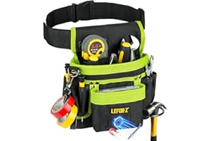 LEFOR·Z Ceinture à outils, pochette à outils magnétique, 14 poches pour homme, ceinture à outils amovible et réglable pour électricien, charpentier, construction, tablier de travail, ceinture utilitaire, noir