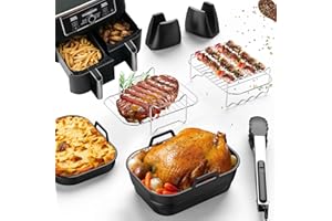 COZOR 7 szt Akcesoria do frytkownicy na gorące powietrze – akcesoria do frytkownicy Airfryer do Ninja Foodi AF400EU AF300EU 9,5 l i innych Dual Zone Air fryer, nie zawiera BPA