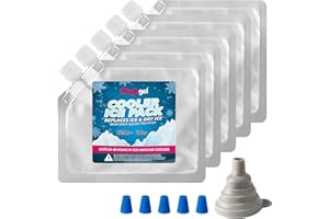 Magic Gel Pain de Glace - Lot 5X Pain de Glace 19 x 16 cm pour Sac Isotherme Panier Pique Nique Boîte à Lunch - Bloc de Glace Refrigerant 350 ML Réutilisable Froid Jusqu'à 8h