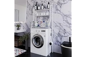 ARREDITALY Scaffale Bagno 3 Mensole Ripiano Superiore Mobile Sopra Lavatrice Lavanderia Salvaspazio Ripiani Per Appoggio Organizer Da Parete Per Detersivi Sapone Bagno In Metallo 152 x 65 x 25 Cm Bianco