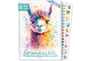 ‎HÄFFT Häfft® Hausaufgabenheft Grundschule 2025/2026 A5 "Lama" Das Grundschul-Hausaufgabenheft inkl. Lerntipps, Sticker, Denkspiele - nachhaltig & klimafreundlich