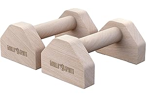 GORILLA SPORTS® Parallettes Calisthenics - Pieds en Caoutchouc Antidérapants, Durable, en Bois, Max 300kg, Sac Inclus - Barres Parallèles, Poignet Musculation, Fitness Materiel, Sport Maison