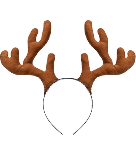 Fascia Natalizia Con Corna Di Cervo E Fiori - Copricapo Per Bambini E Adulti - Accessorio Per Foto E Feste - Foto 8