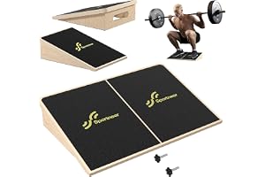 Sportneer vadsträckare snedbräda 540 kg, 15° lutande bräda för Squat Wedge | 15°/20° vadsträckare knuten halkfri träbräda – för styrketräning och balanstavla träning hemma