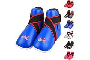 MAR INTERNATIONAL MAR | Martial Arts Foot Protector for Karate, Kickboxing, Muay Thai, K1, Taekwondo, Karate Kick Boots, Taekwondo Foot Protectors, Moulded Foam Padding and Elasticated Toe Loops (5 Colours Available)