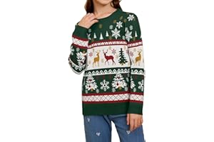 Namatime Damen Herren Kinder Weihnachtspullover Lustig Weihnachtspulli Ugly Christmas Sweater Rundhals Strickpullover mit Reindeer Unisex Weihnachts Pullover Familie Set