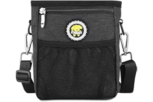 FTTOUUY Sac Friandise pour Chien, Pochette pour Chien de Dressage avec Bandoulière Réglable, Sac de Dressage de Friandises pour Friandises, Jouets pour Animaux de Compagnie et Accessoires de Dressage(Noir)