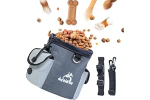 Bepilesto Dog Treat Pouch, Grey Dog Treat Bag with Shoulder Straps for Dog Walking Training