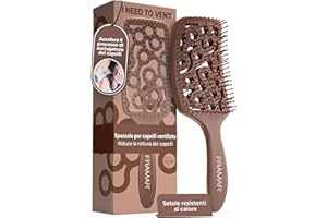FRAMAR Spazzola Professionale Ventilata per Capelli - Spazzola Districante per Capelli, Spazzola per Capelli Ricci, Spazzola Anti Rottura per Capelli, Spazzola per Capelli Bagnati da Donna- Cioccolato