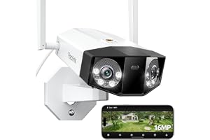 Reolink 16MP utomhuskamera WiFi, 180° Panoramavy, Motion Track, Duo 3 WiFi | Wi-Fi 6 dual-band 2.4/5GHz, Dubbellins, Mörkerseende med Spotlights, Person-/djur-/gråtdetektering, 24/7 Inspelning