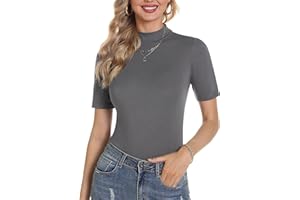 Totatuit Magliette Donna Estive Manica Corta T-Shirt Elegante Dolcevita Maglietta Top a Collo Alto Lupetto Casual Pullover di Base Slim Fit Morbida Sexy